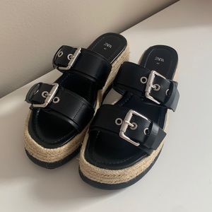 Zara flatform espadrille sandals Sz 40